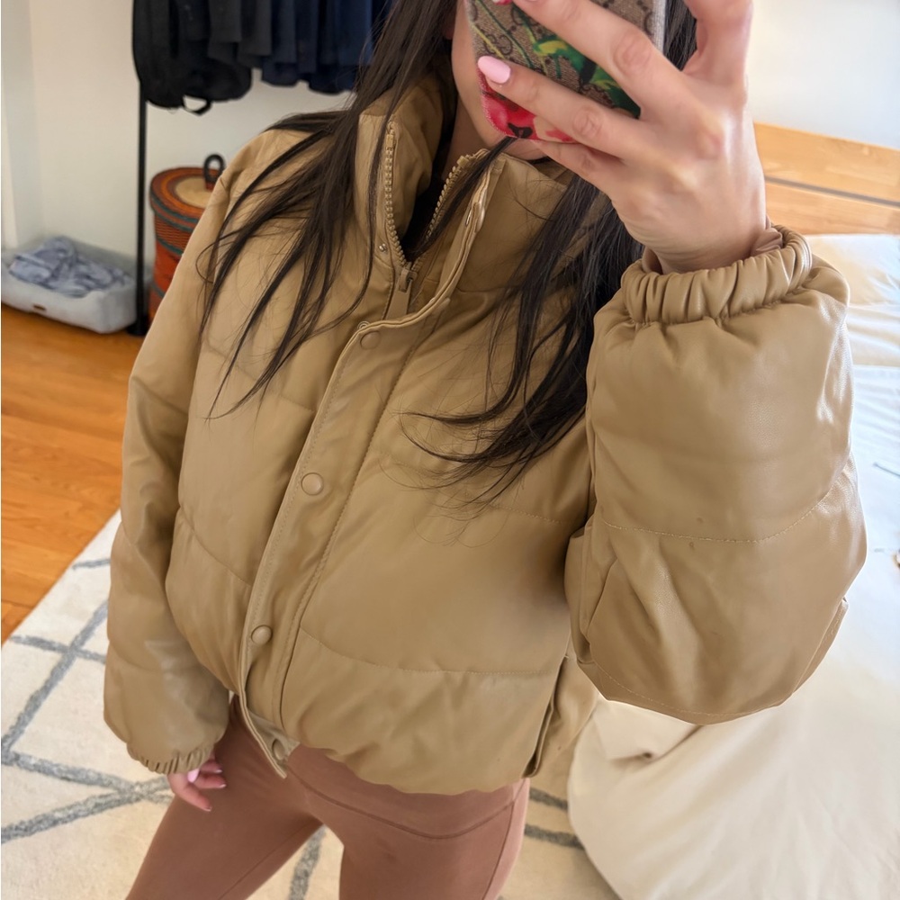 Women's Tan Puffer Jacket